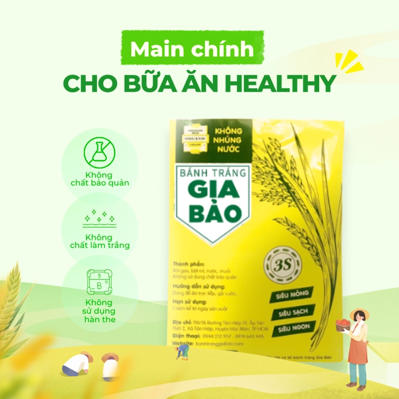 Bánh tráng siêu mỏng Gia Bảo vàng