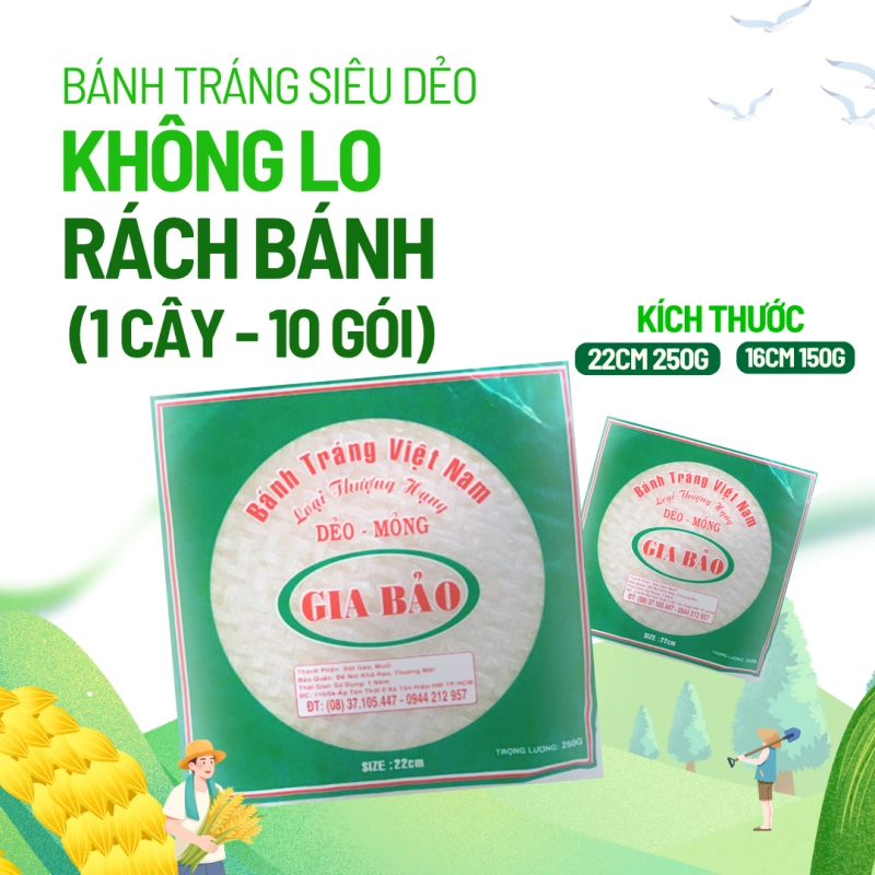 Bánh tráng dẻo nhúng nước Gia Bảo 250g