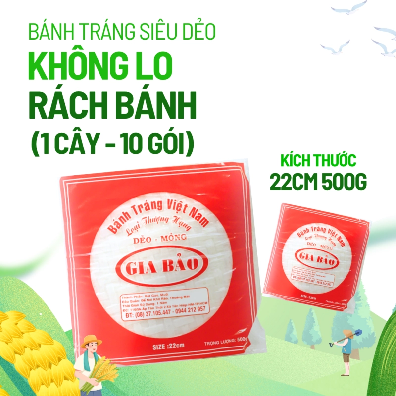 Bánh ttráng Gia Bảo đỏ 500g