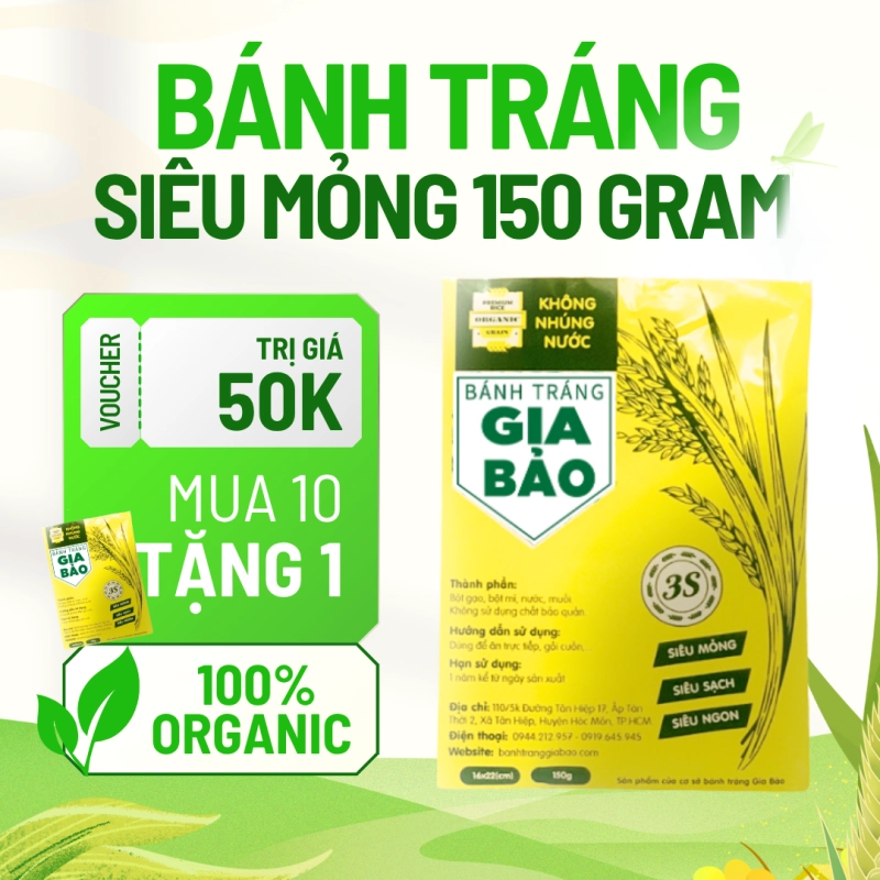 Bánh tráng siêu mỏng Gia Bảo vàng