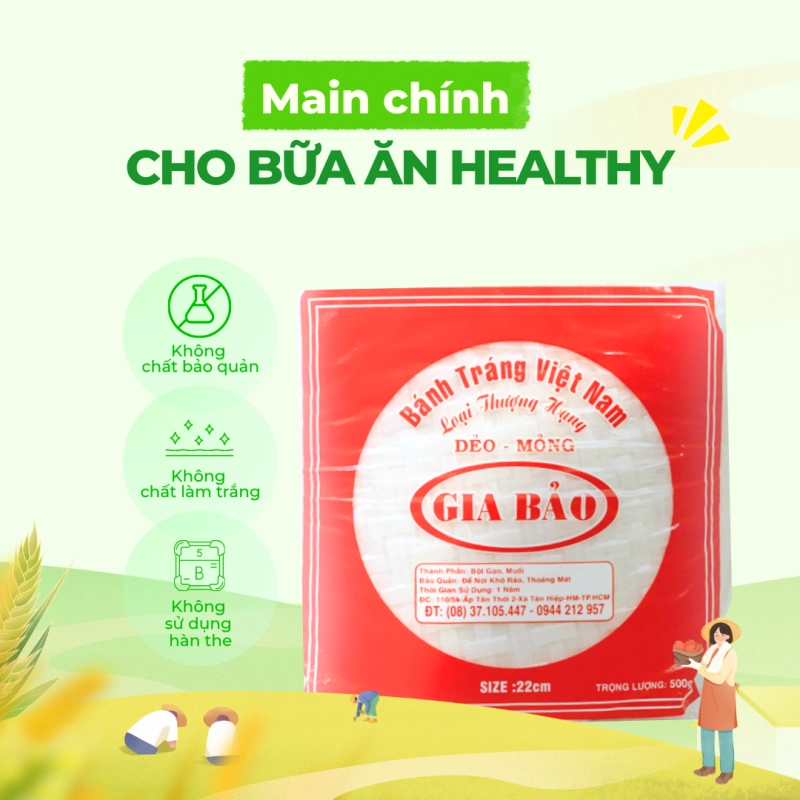 Bánh ttráng Gia Bảo đỏ 500g