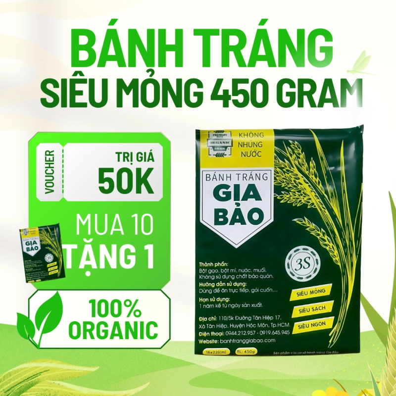 Bánh tráng siêu mỏng Gia Bảo xanh