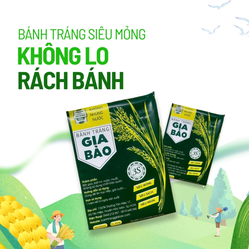 Bánh tráng siêu mỏng Gia Bảo xanh